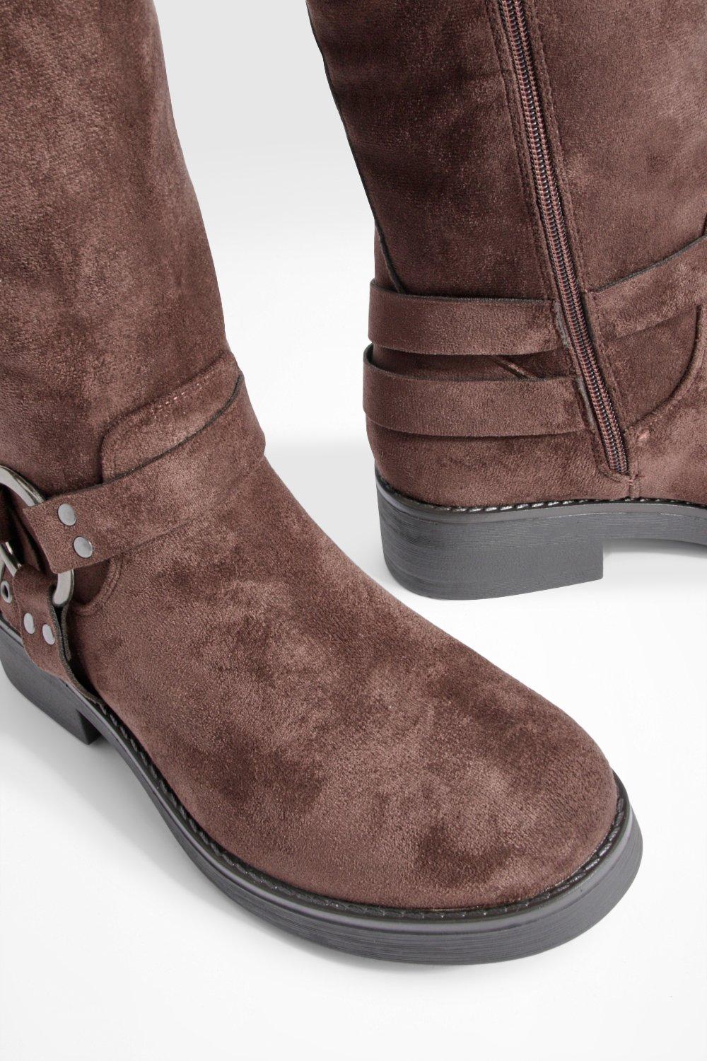 Mens suede hot sale buckle boots