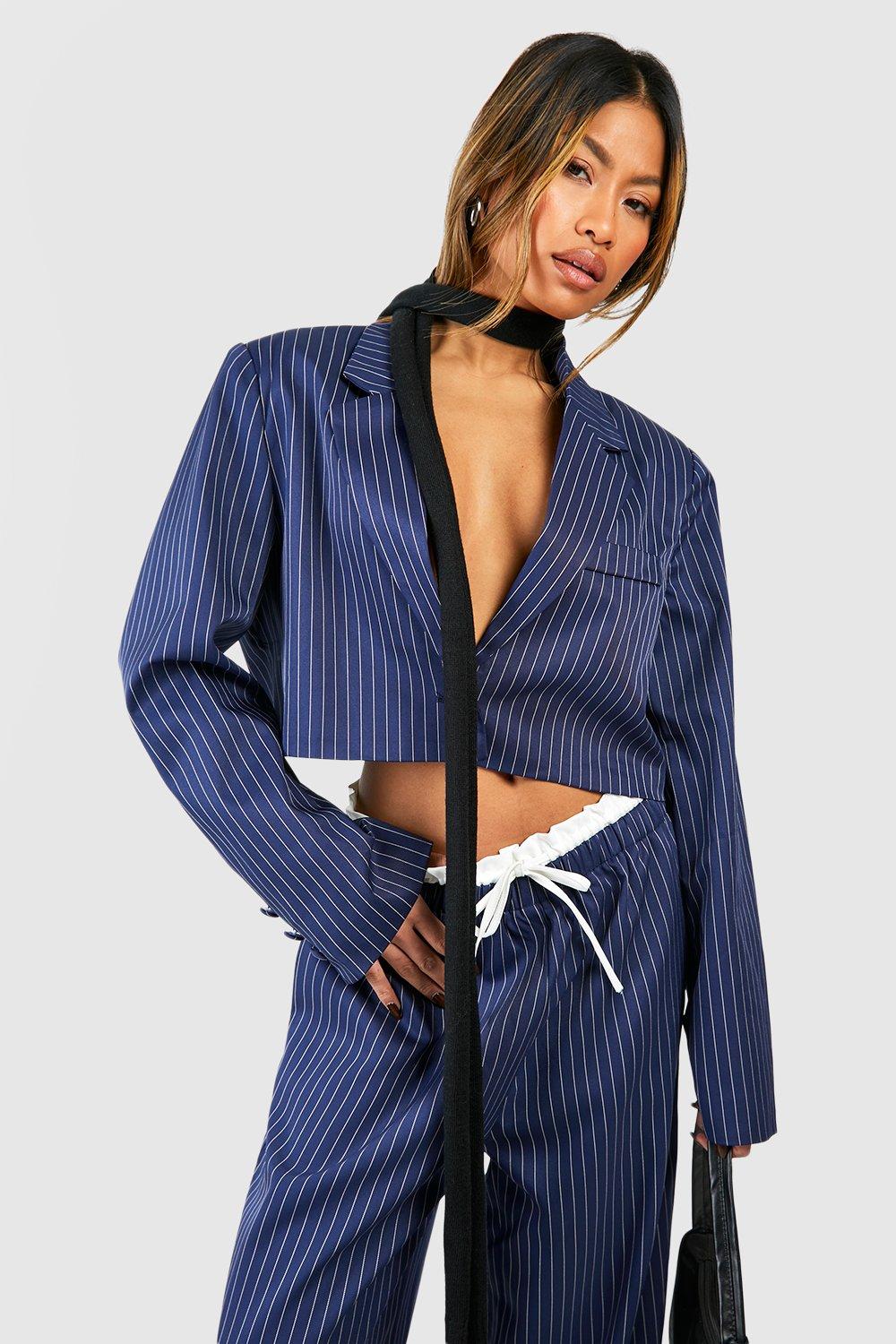 Cropped navy outlet blazer womens