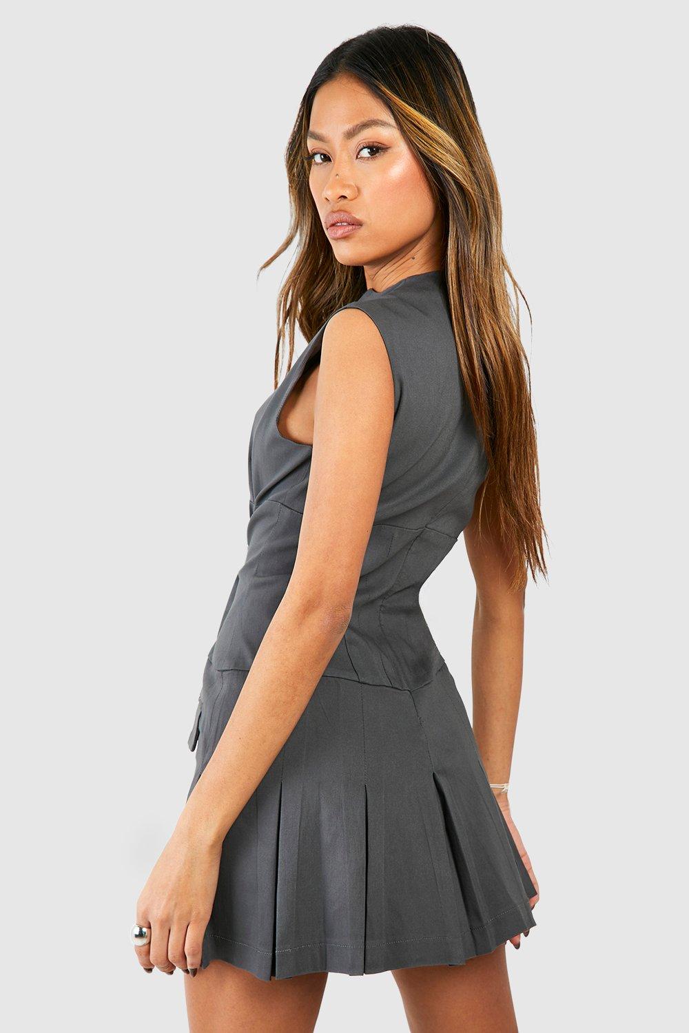 Pleated mini outlet dress