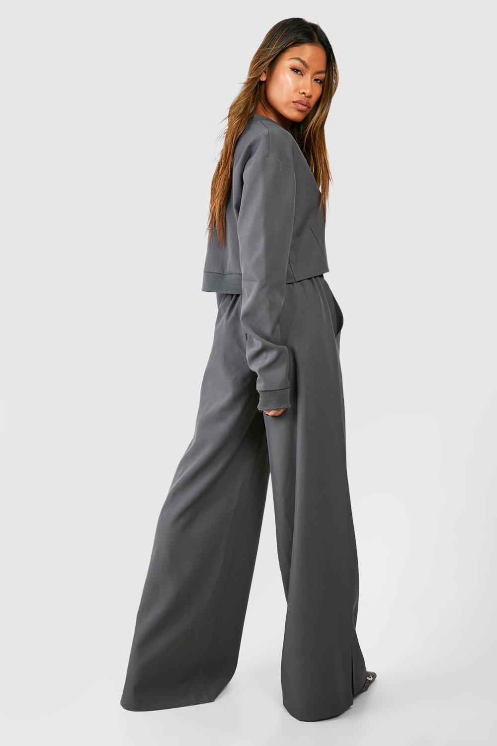 Tailored Seam Front Slouchy Wide Leg Trousers | boohoo