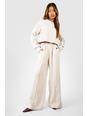 Ecru Tailored Seam Front Slouchy Wide Leg Pants