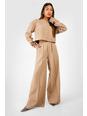Mocha Tailored Seam Front Slouchy Wide Leg Trousers