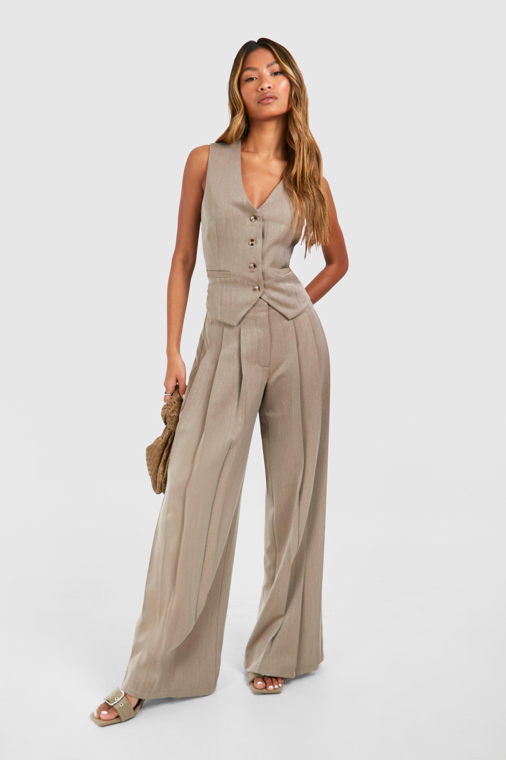 Taupe wide leg trousers hotsell