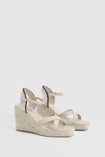 Crossover 2 Part Topstitch Detail Wedges beige