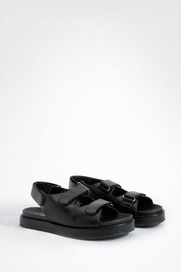 Wide Width Lock Detail Dad Sandals black