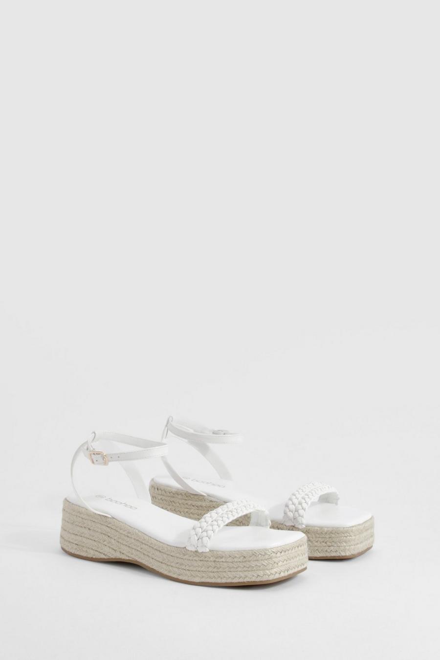 White Double Plait Flatform Sandals image number 1