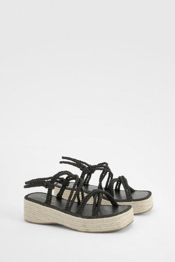 Black Rope Detail Flatform Sandal