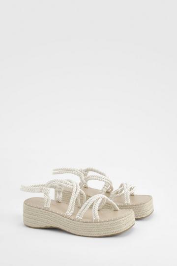 Rope Detail Flatform Sandal cream