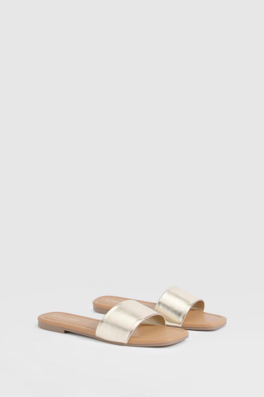 Sandales métallisées à plateforme, Gold image number 1