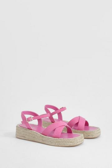 Wide Fit Crossover Extended Rand Flatforms pink