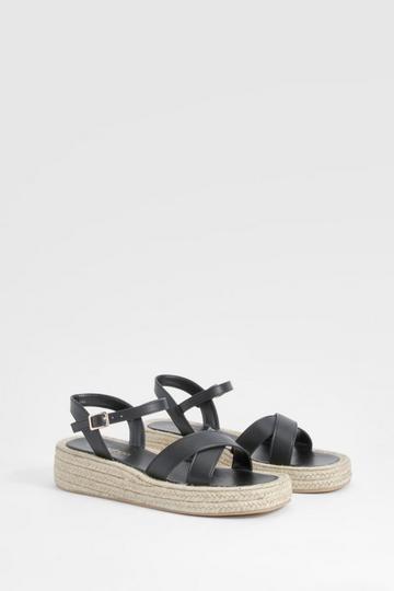 Wide Fit Crossover Extended Rand Flatforms black