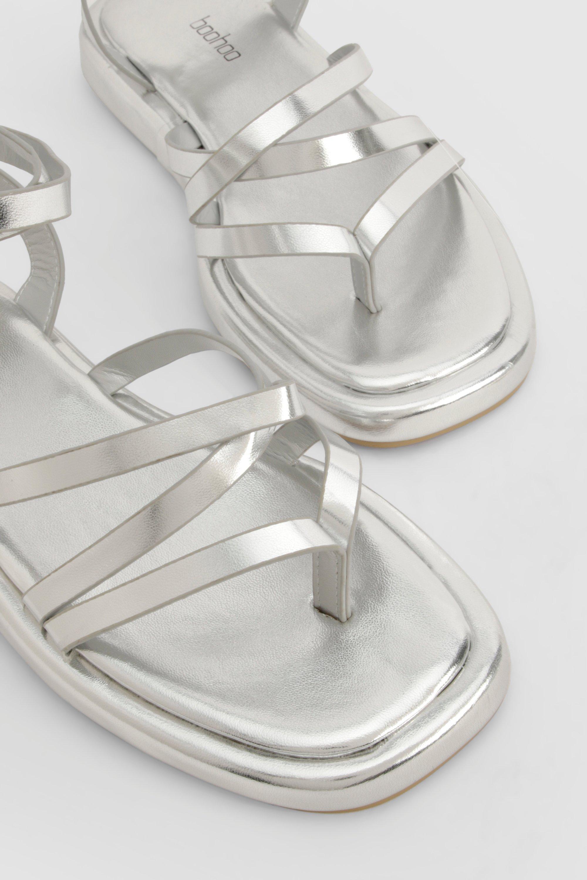 Silver chunky sandals outlet