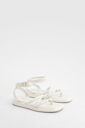 White Wide Fit Strappy Chunky Sandals