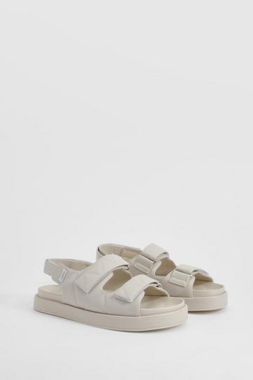Wide Fit Quilted Velcro Dad Sandals cream