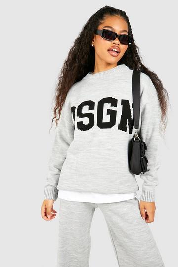 Petite Dsgn Knitted Crew Neck Jumper grey