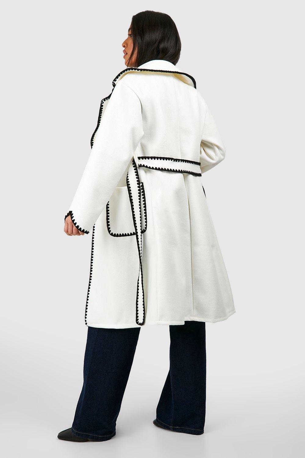 Ivory belted coat best sale