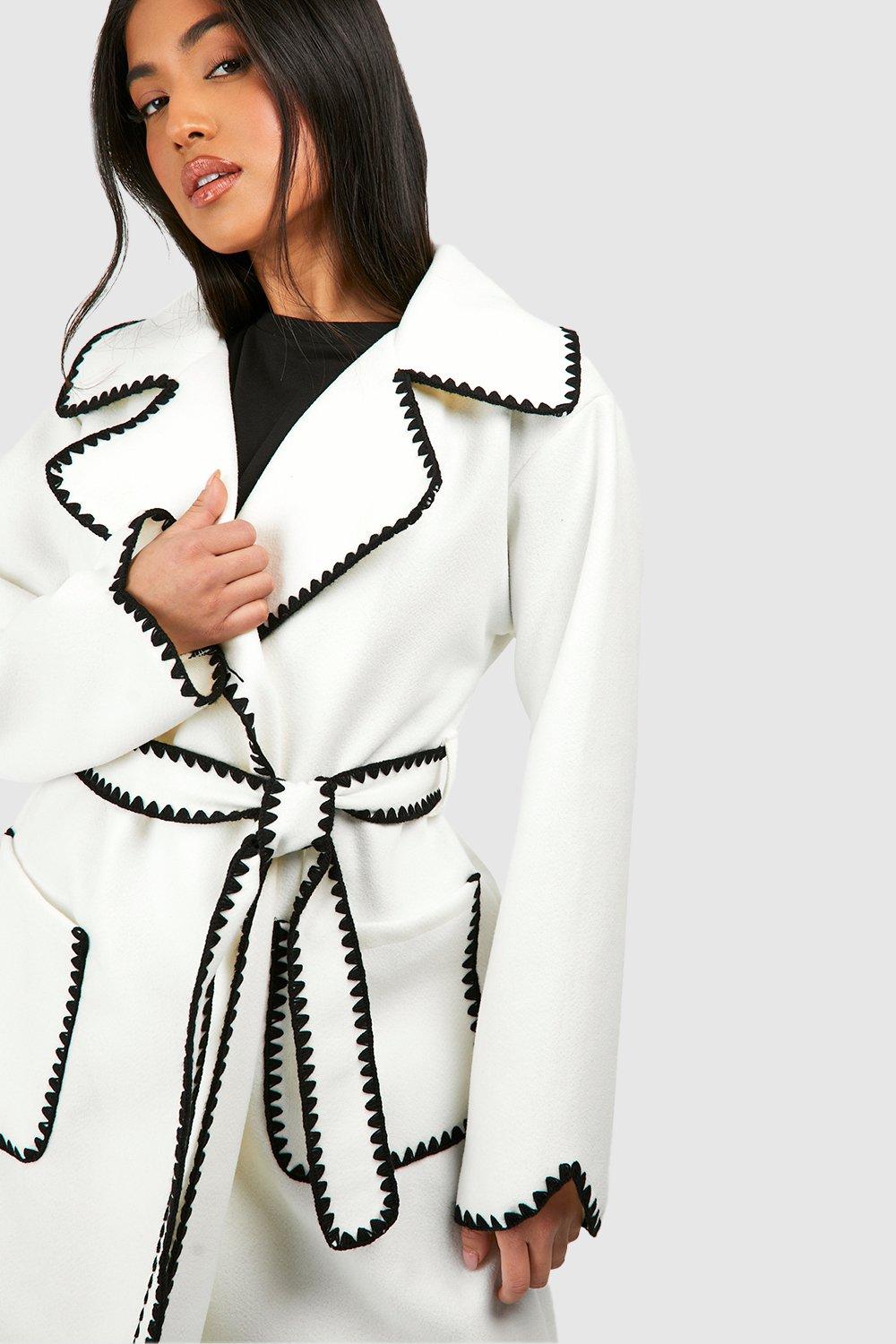 Ivory belted coat hotsell