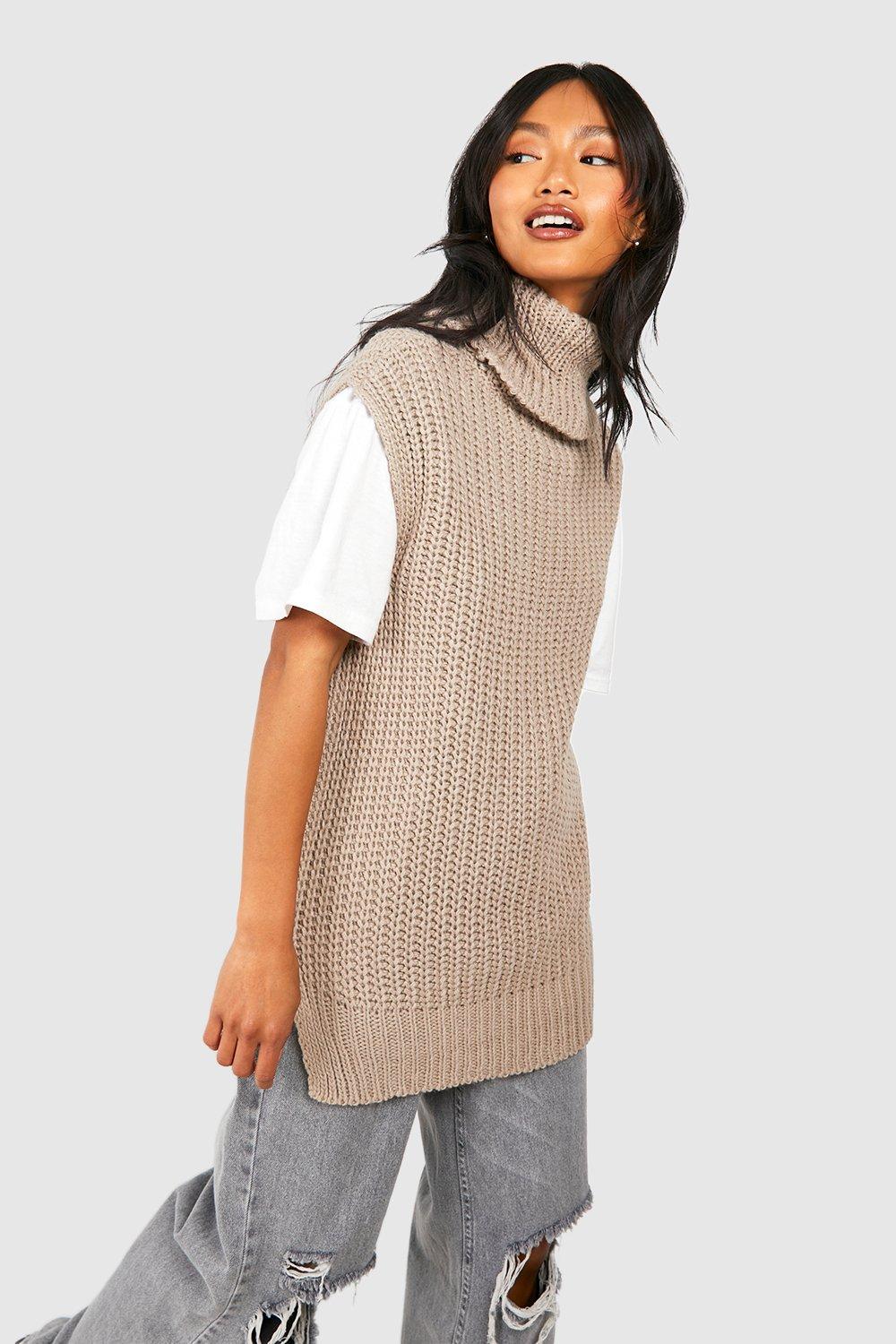 Chunky Sleeveless Turtleneck Sweater