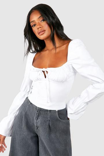 Bengaline Puff Sleeve Corset white