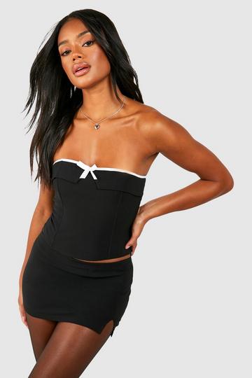 Bengaline Bow Detail Corset Top black