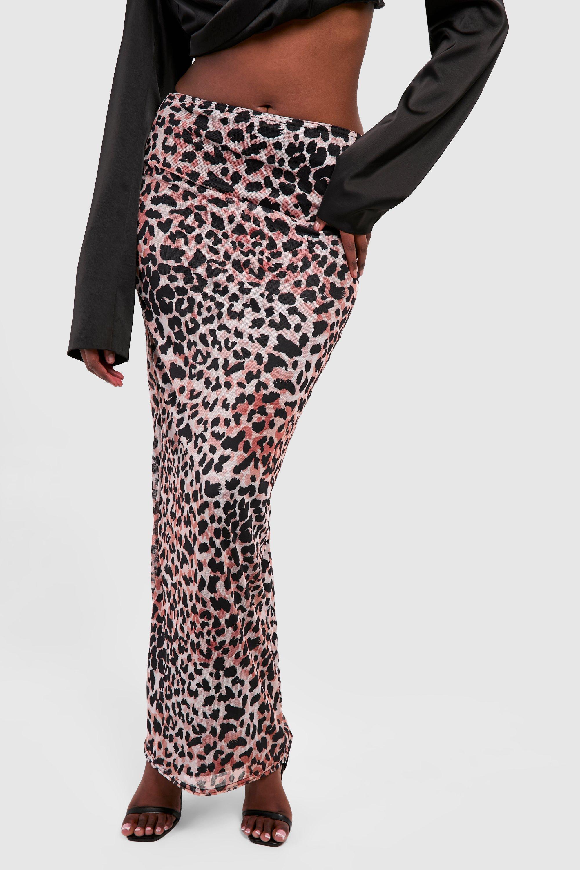 Leopard print 2025 jersey maxi skirt