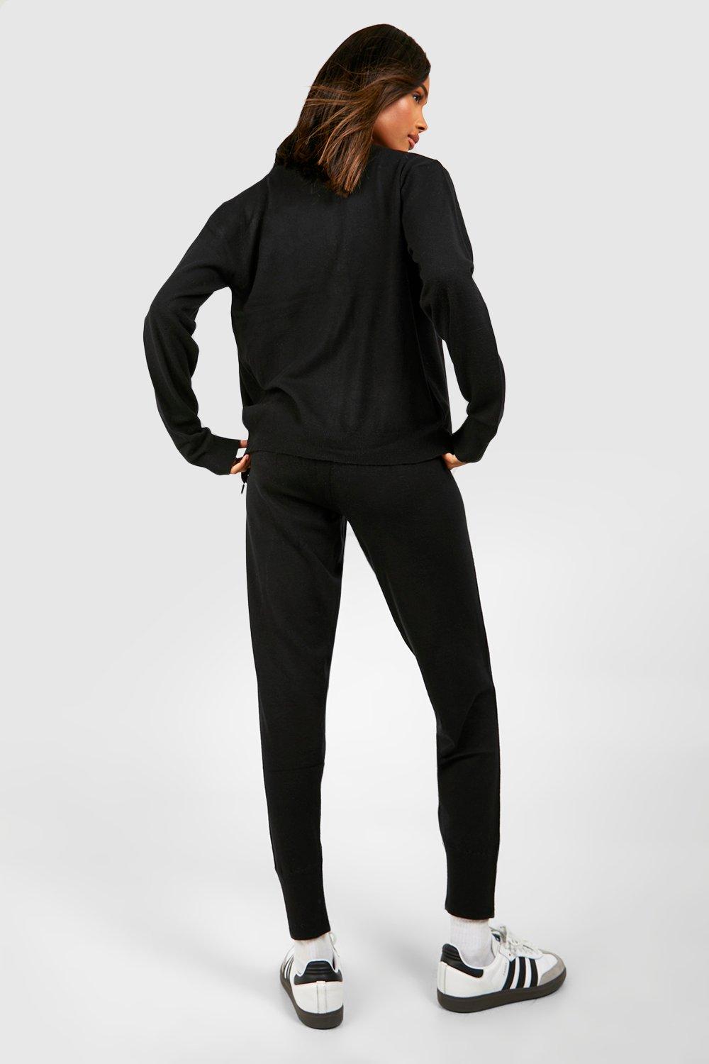 Zip Neck Knitted Sweater And Pants Set boohoo