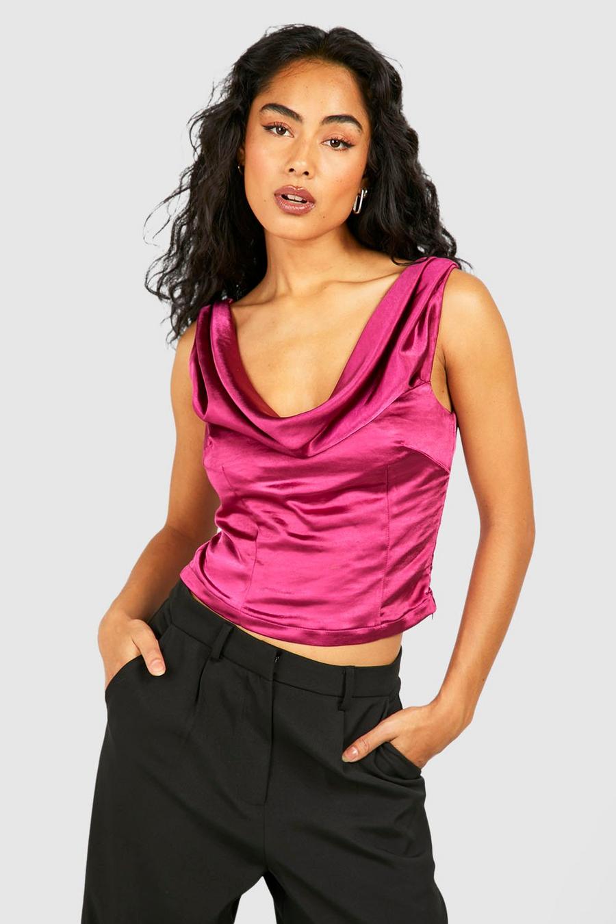 Pink Draperat linne i satin