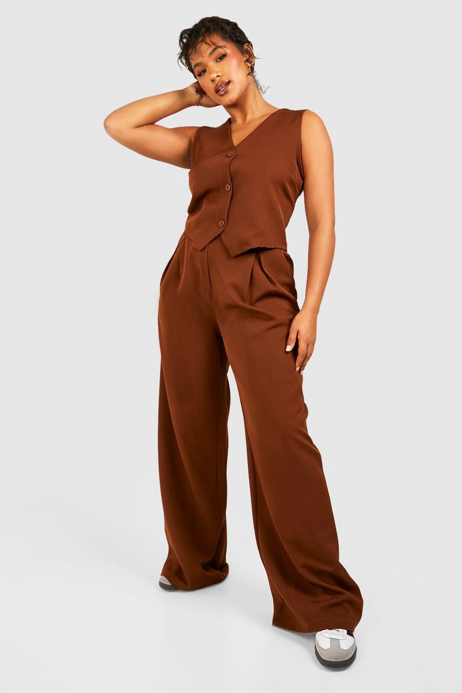 Chocolate Plus Pleat Front Tailored Pants