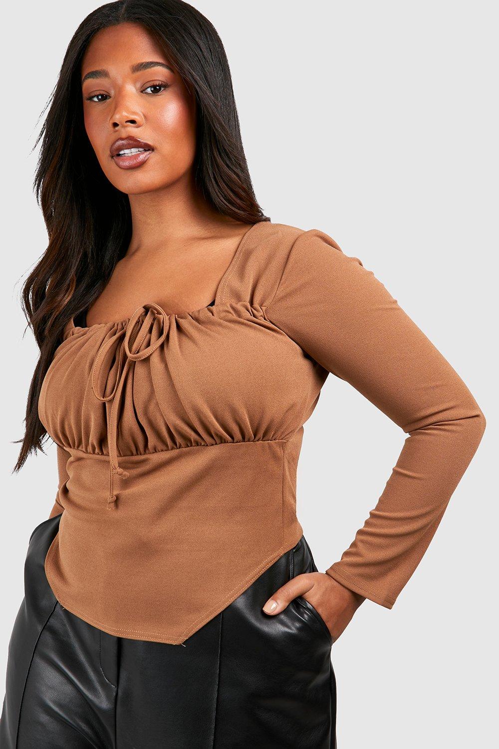 Front Lace-Up Cap Sleeve Corset Top