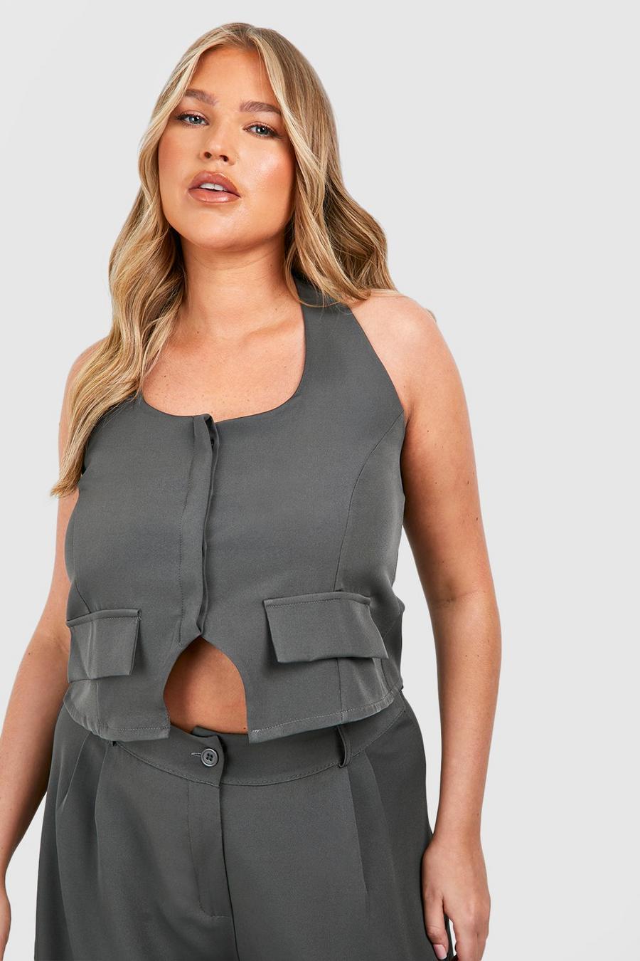 Charcoal Plus Cargo Tailored Waistcoat image number 1