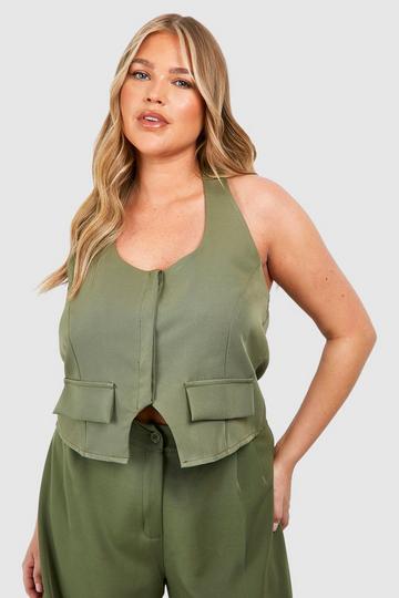 Plus Cargo Tailored Waistcoat khaki