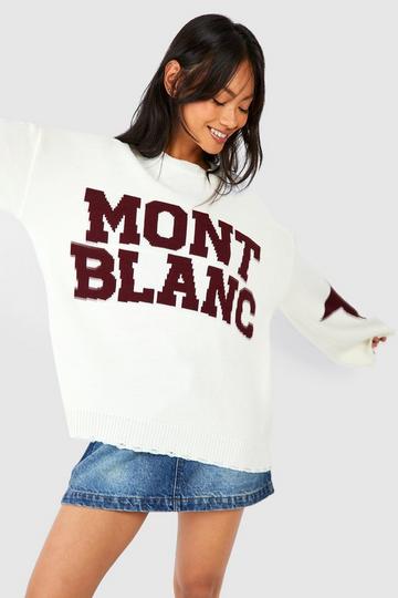 Mont Blanc Knitted Oversized Crew Neck Sweater white
