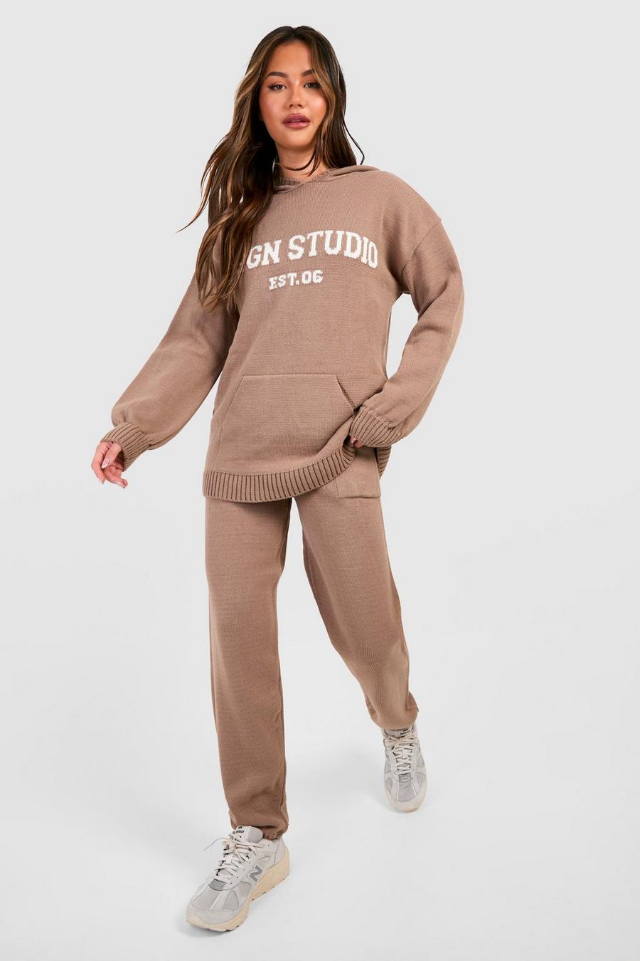 Taupe Dsgn Studio Oversized Hoody And Track Pants Set image number 1