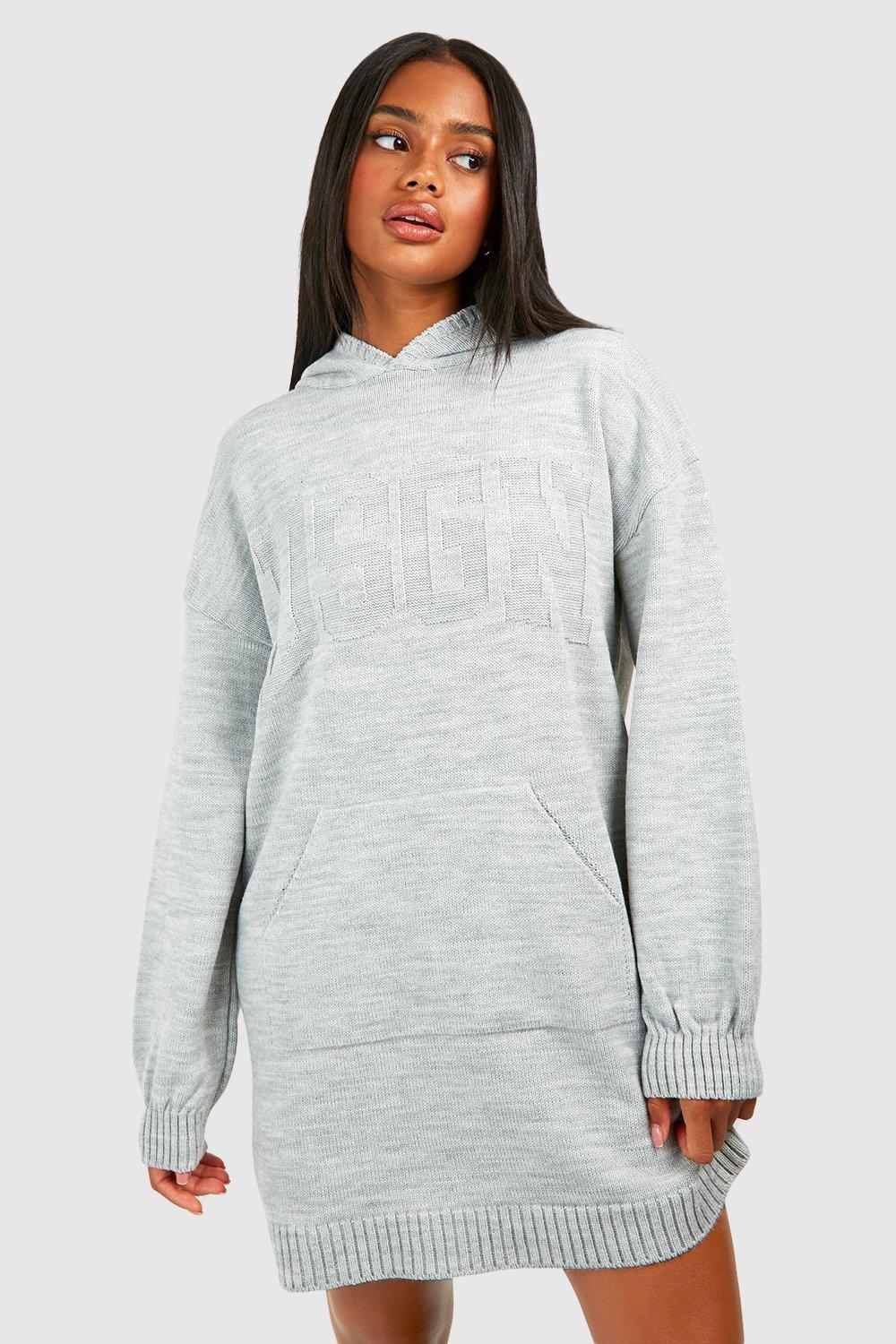 Dsgn Oversized Knitted Hoody Dress boohoo UK