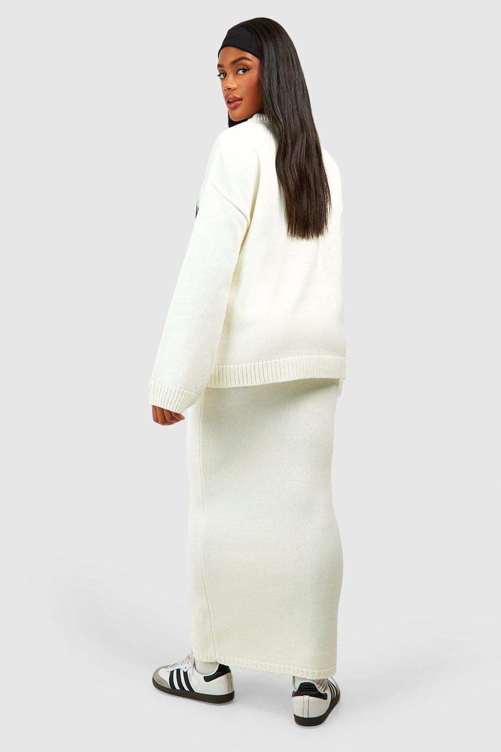 Dsgn Crew Neck Knitted Jumper And Maxi Skirt Set