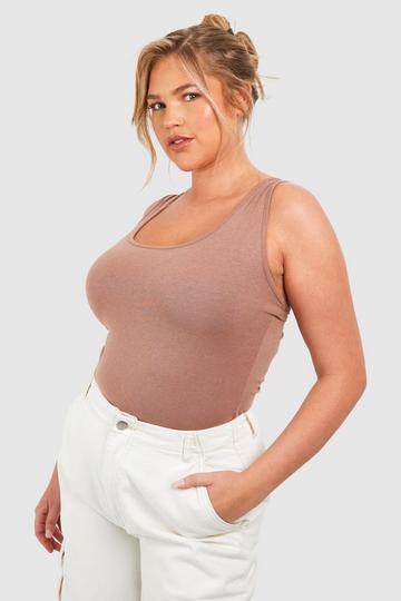 Plus Premium Super Soft Strappy Bodysuit taupe