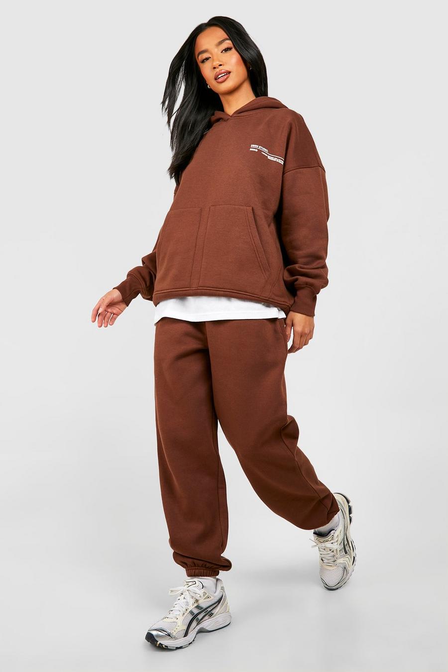Chocolate Petite Cuffed Track Pants image number 1