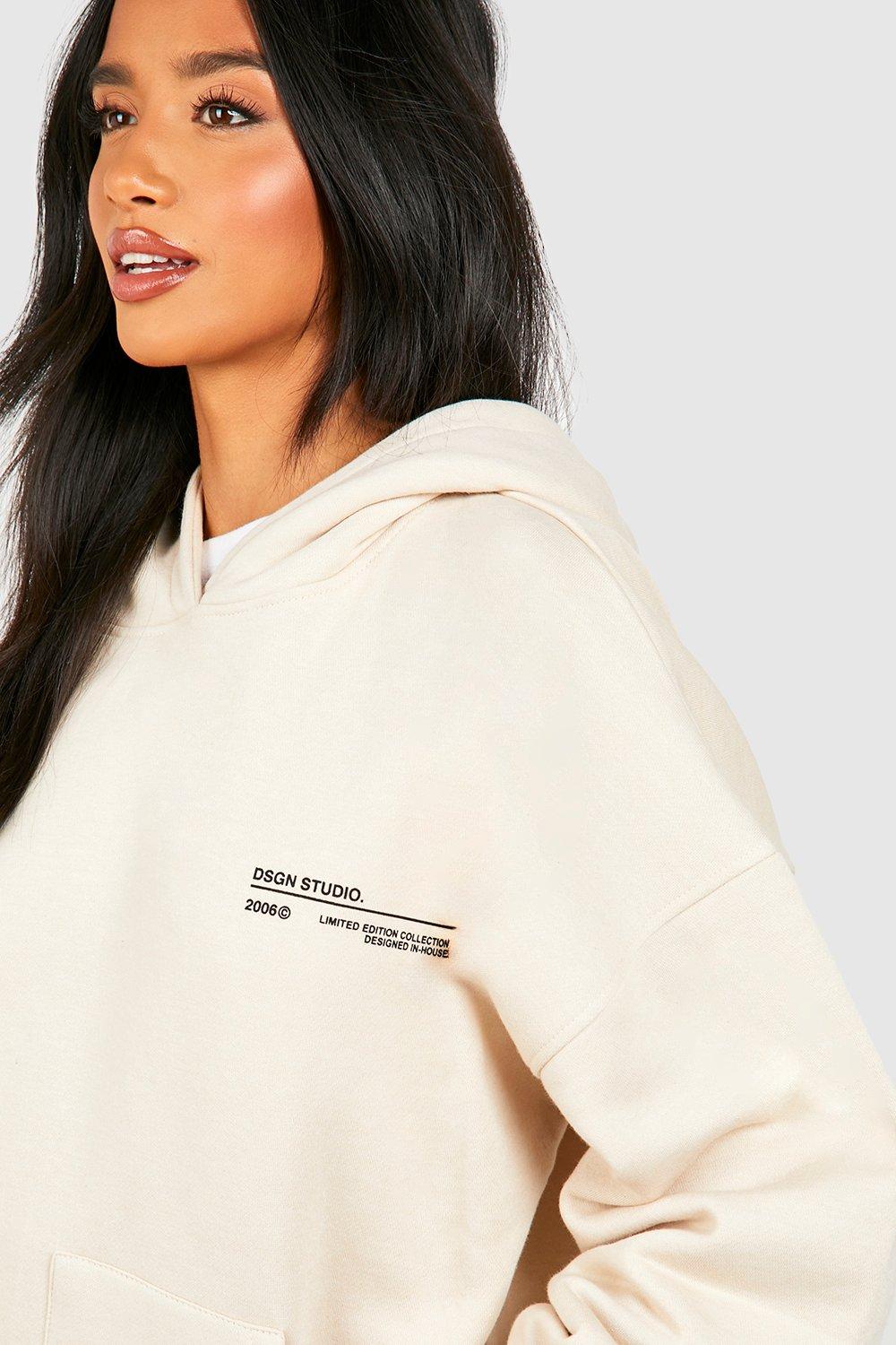 Double pocket long shop sleeve hoodie sweatshirt