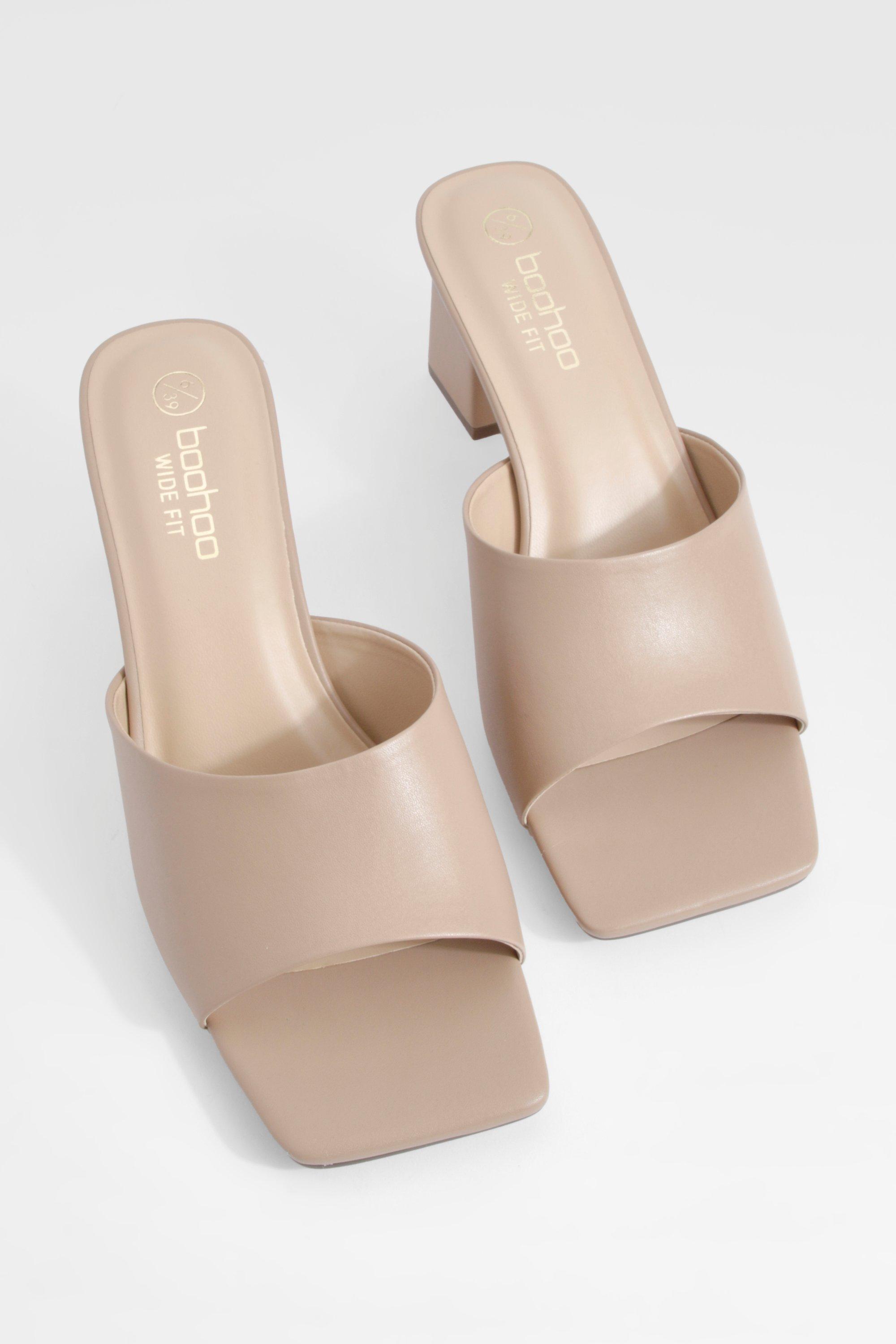 Wide Fit Square Toe Low Block Heeled Mule boohoo CA