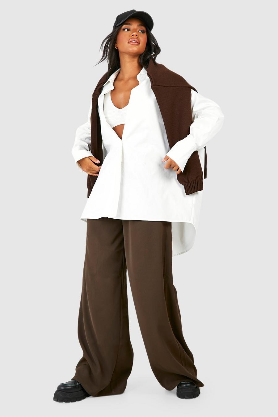 Chocolate Tailored Wide Leg Pants image number 1