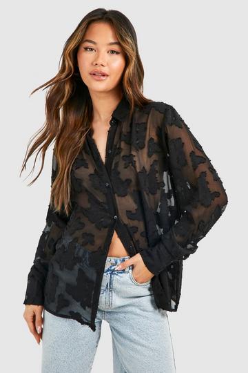 Floral Texture Shirt black