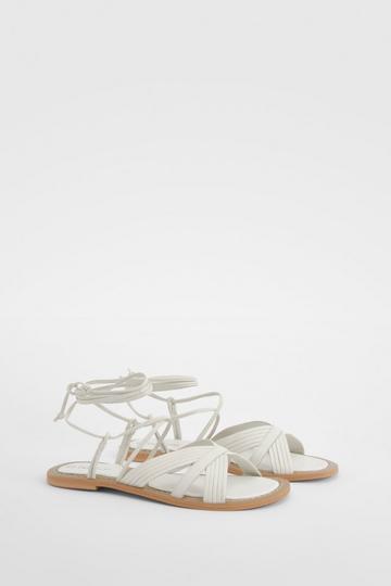 Leren Wikkel Sandalen white