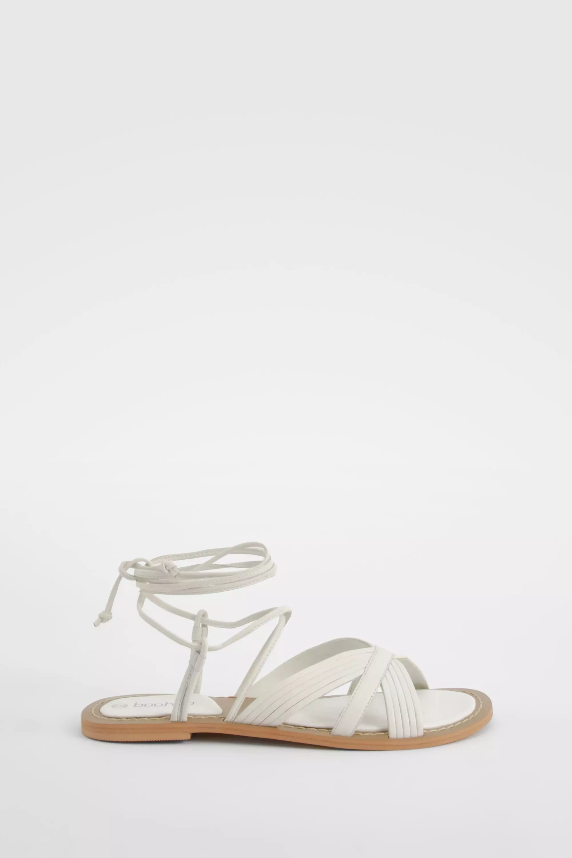 White Multi Strap Leather Wrap Up Sandals alternative image