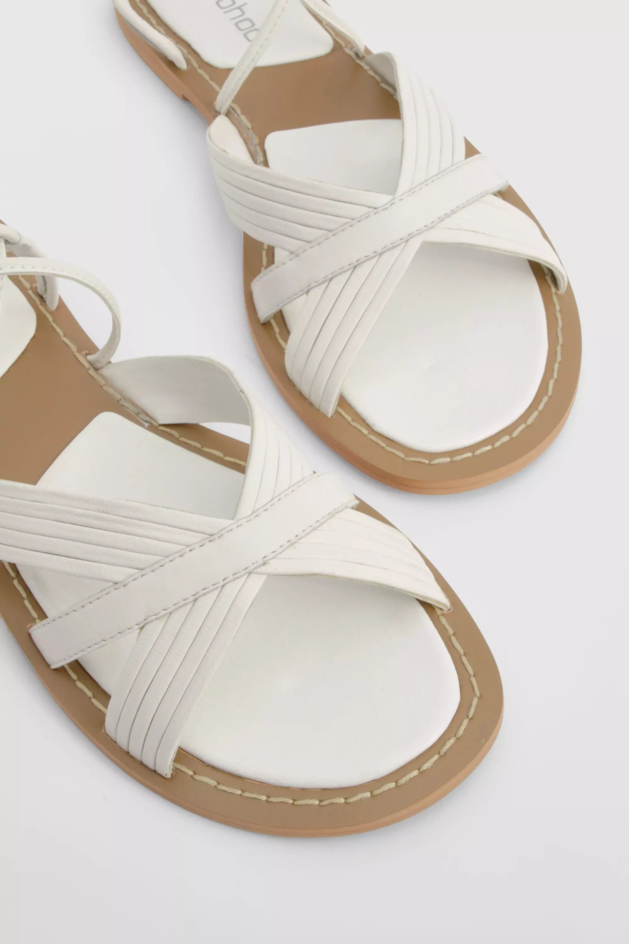 White Multi Strap Leather Wrap Up Sandals alternative image