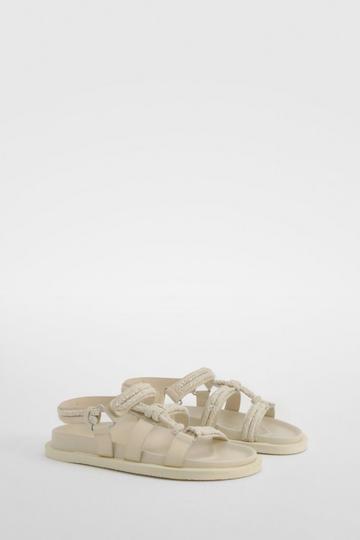 Rope Detail Leather Sandals cream