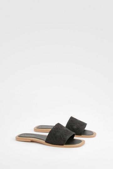 Embroidered Detail Mule Sandals black