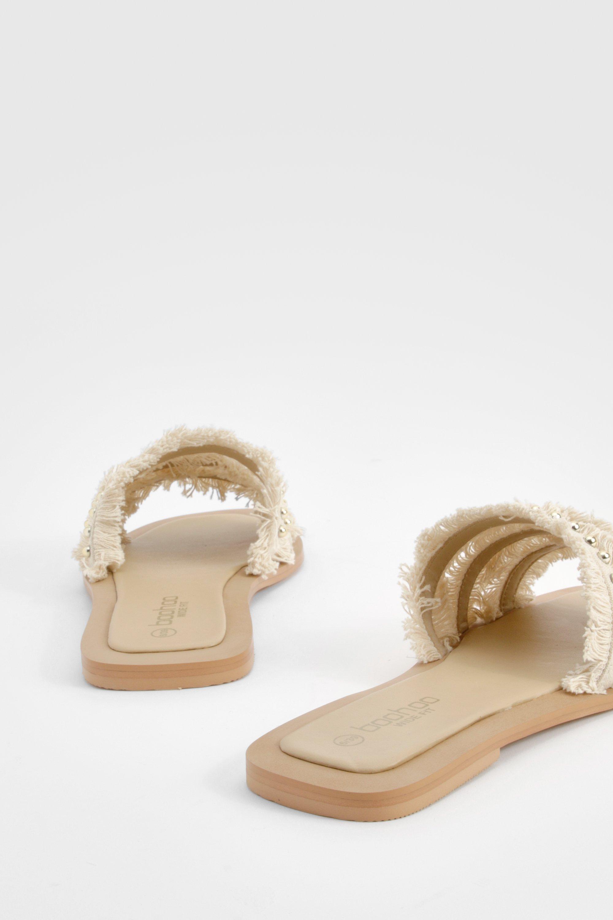 Wide Fit Woven Studded Holiday Sandals