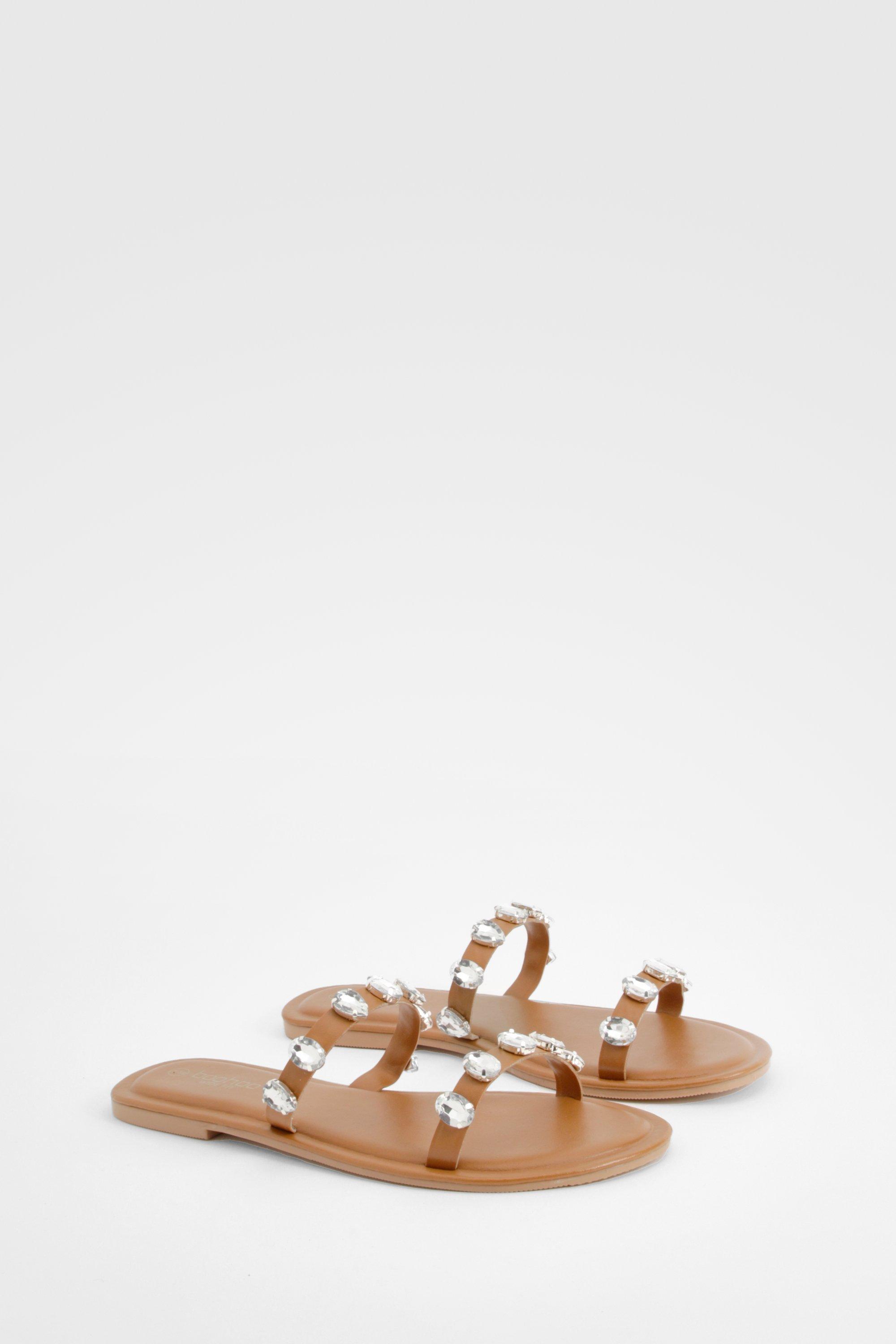 Amy Multi Strap Pom Pom Trim Sandal boohoo UK