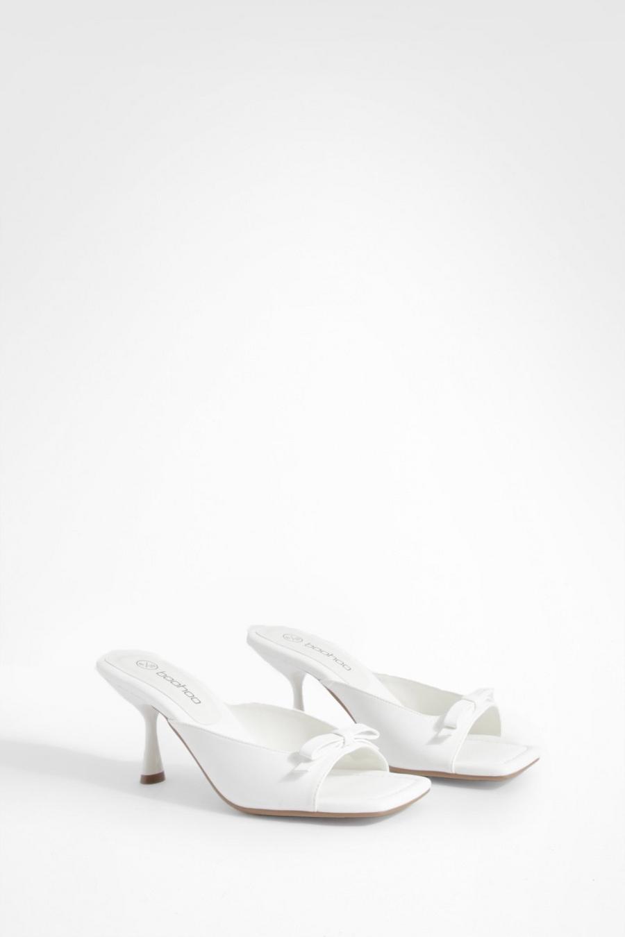 White Bow Detail Heeled Mules image number 1