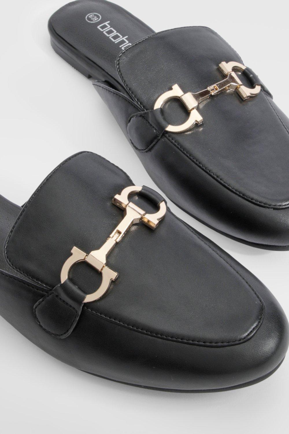 T Bar Backless Slip On Loafers